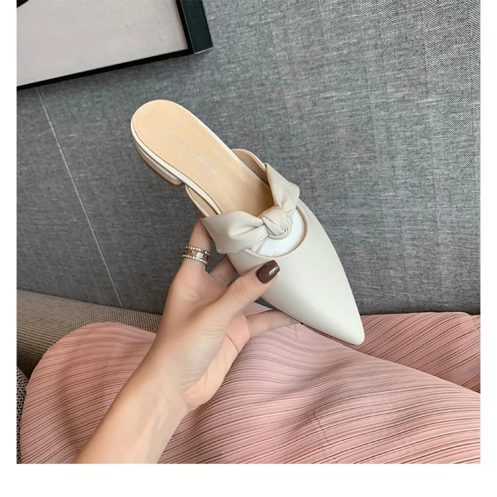 Uva Mamma Stesso Stile Estate Nuovo Stile Suola Spessa Punta a Punta Tacco Spesso Fiocco Suola Spessa Slip-on Borsa Punta Tacco