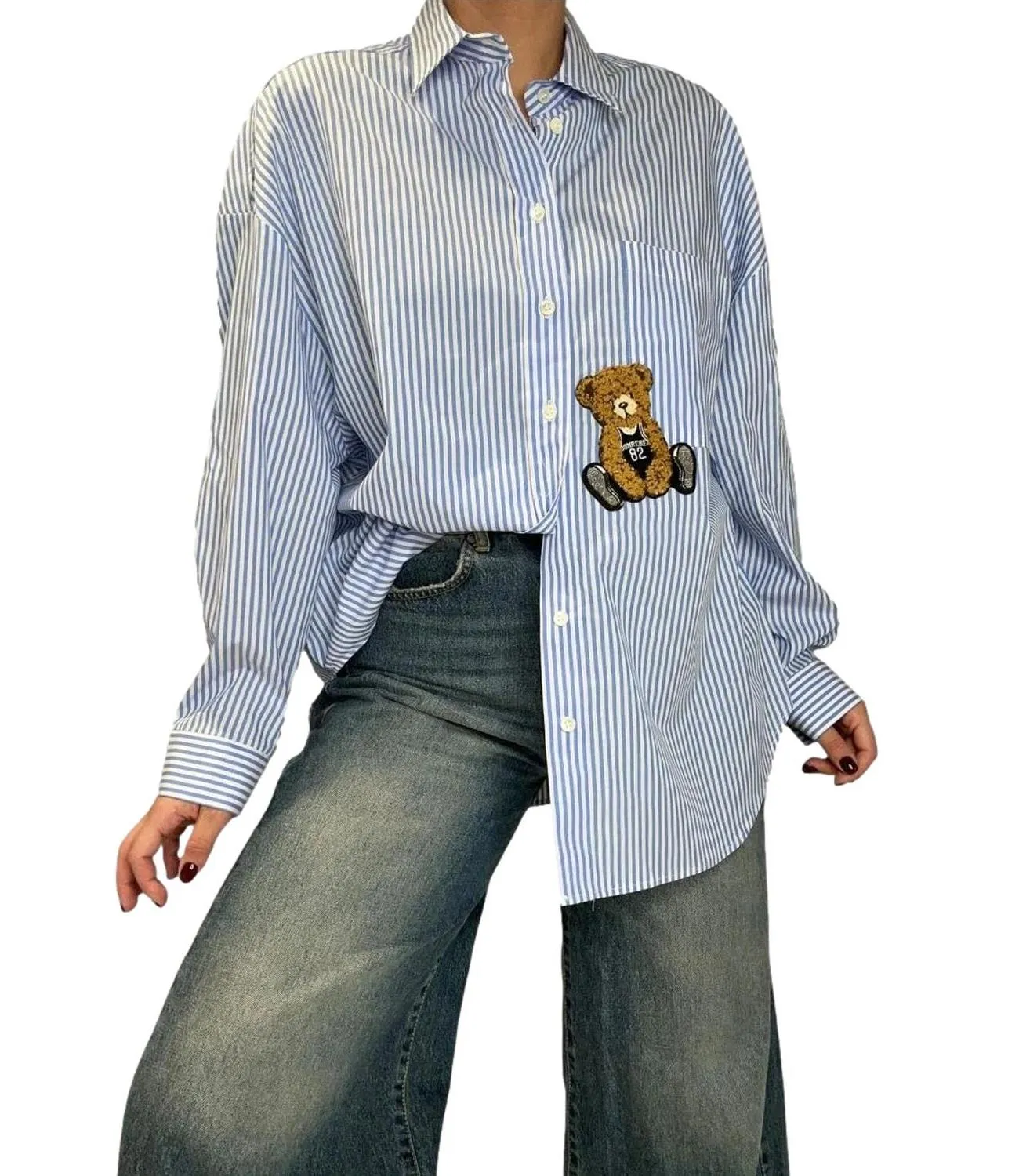 VICOLO Vicolo camicia azzurra righe donna